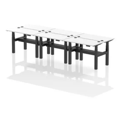 Air B2B 1200x600mm Height Adjustable 6P Bench Desk CP White/Black