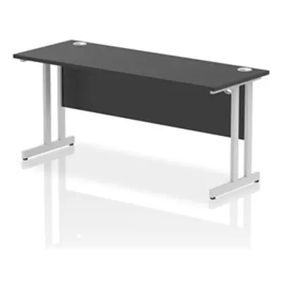 Impulse 1600x600mm Straight Desk Black Top Silver Cantilever Leg