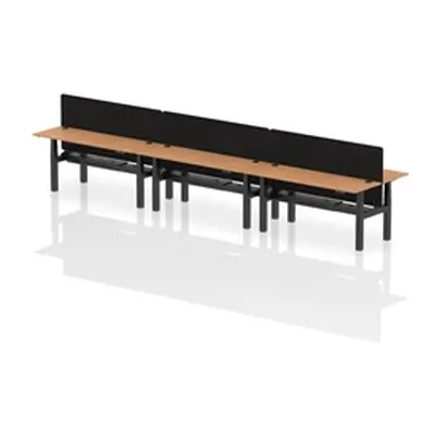 Air B2B 1800x600mm Adjustable 6P Bench Desk CP Oak/Black + Screen