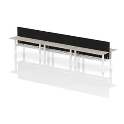 Air B2B 1800x600mm Adjustable 6P Bench Desk CP Grey Oak/White + Screen