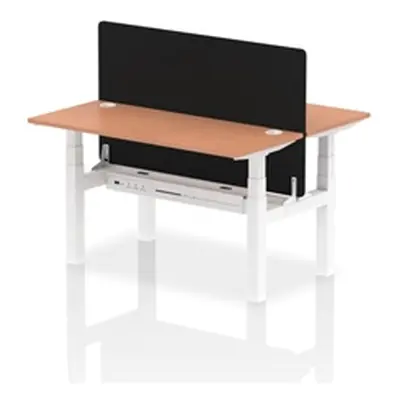 Air B2B 1400x600mm Adjustable 2P Bench Desk CP Beech/White + Screen