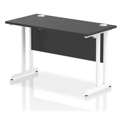 Impulse 1200x600mm Straight Office Desk Black Top White Cantilever Leg