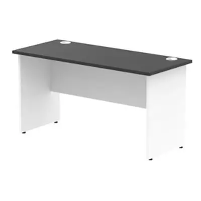 Impulse 1400x600mm Straight Office Desk Black Top White Panel End Leg