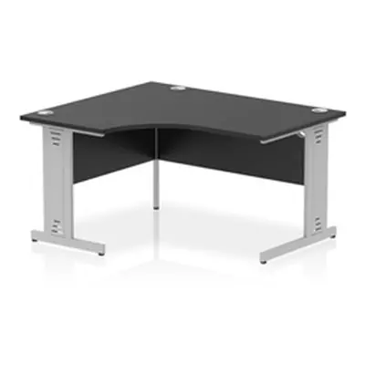 Impulse 1400 LH Crescent Desk Black/Silver Cable Managed Leg