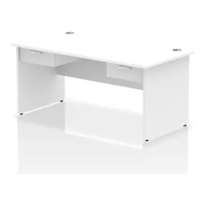 Impulse 1600x800 Desk White Top Panel End 2x1 Drawer Fixed Ped