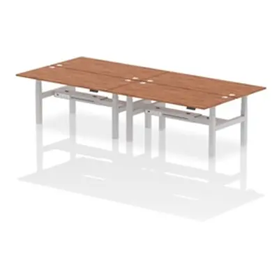 Air B2B 1800x800mm Height Adjustable 4P Bench Desk CP Walnut/Silver