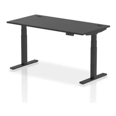 Air 1600x800mm Height Adjustable Desk Black Top Cable Ports Black Leg