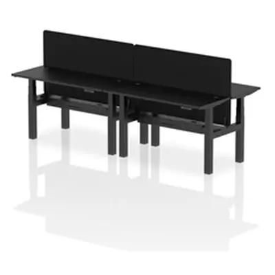 Air B2B 1400x600mm Adjustable 4P Bench Desk CP Black/Black + Screen