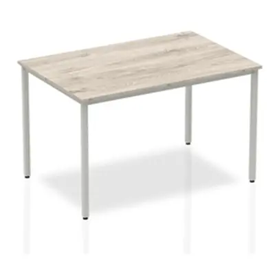 Impulse 1200mm Straight Table Grey Oak Top Silver Box Frame Leg