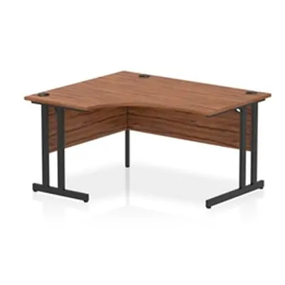 Impulse 1400 LH Crescent Office Desk Walnut Top Black Cantilever Leg