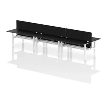 Air B2B 1600x800mm Adjustable 6P Bench Desk CP Black/White + Screen