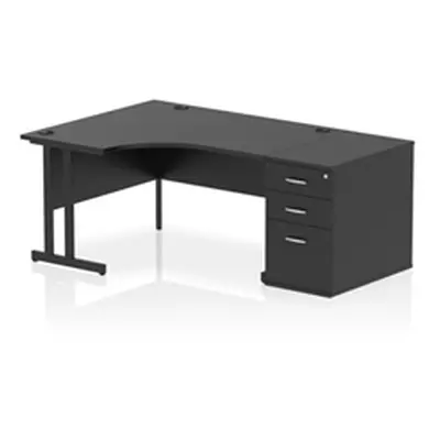 Impulse 1400 LH Crescent Desk Black/Black Cantilever 800 Desk High Ped