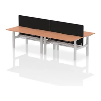 Air B2B 1600x800 Adjustable 4P Bench Desk Scallop Beech/Silver +Screen