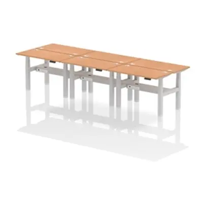 Air B2B 1200x600mm Height Adjustable 6P Bench Desk CP Oak/Silver