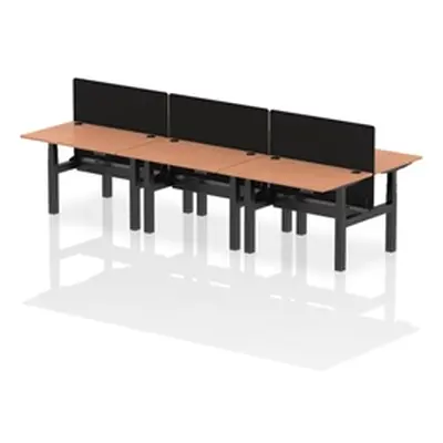 Air B2B 1200x800mm Adjustable 6P Bench Desk CP Beech/Black + Screen