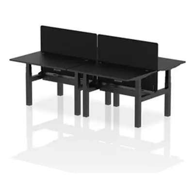 Air B2B 1200x800mm Adjustable 4P Bench Desk CP Black/Black + Screen