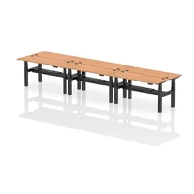 Air B2B 1600x600mm Height Adjustable 6P Bench Desk CP Oak/Black