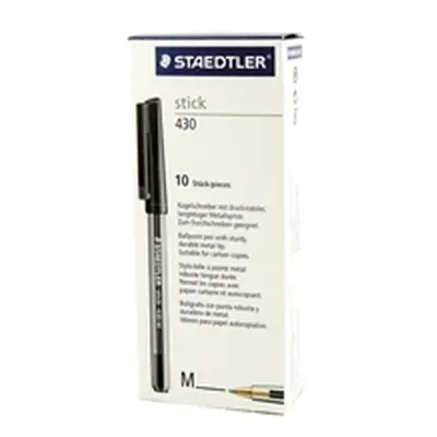 Staedtler Stick 430 Ballpoint Pen Medium Black (10 Pack) 430-M9