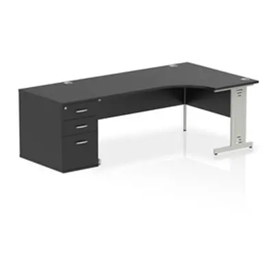 Impulse 1800 RH Crescent Desk Black/Silver Cable Managed 800 DH Ped