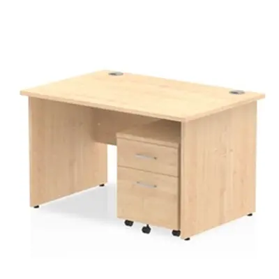 Impulse 1200x800mm Desk Maple Top Panel End Leg and Mobile Ped