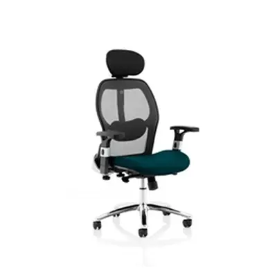 Sanderson II Upholstered Seat Only Maringa Teal Mesh Back Chair