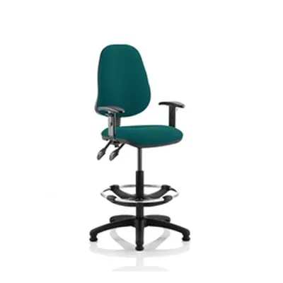 Eclipse Plus II Lever Task Operator Chair Teal + Arms Draughtsman Kit