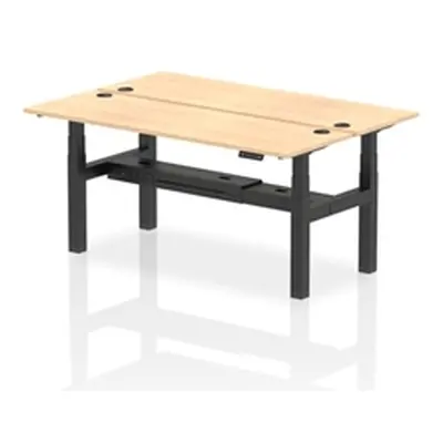 Air B2B 1800x600mm Height Adjustable 2P Bench Desk CP Maple/Black