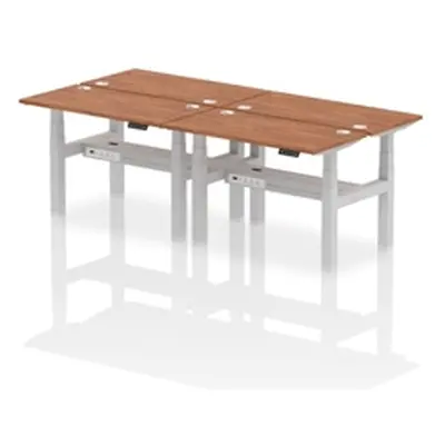 Air B2B 1200x600mm Height Adjustable 4P Bench Desk CP Walnut/Silver