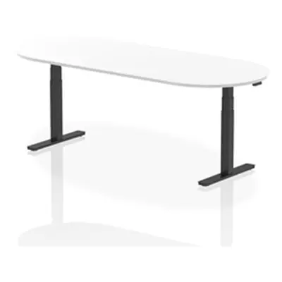 Impulse 2400mm Boardroom Table White Top Black Height Adjustable Leg