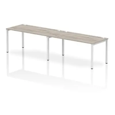 Impulse Bench Single Row 2 Person 1600 White Frame Bench Desk Grey Oak