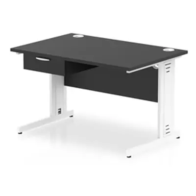 Impulse 1200x800 Desk Black/White Cable Managed Leg 1 Dr Fixed Ped