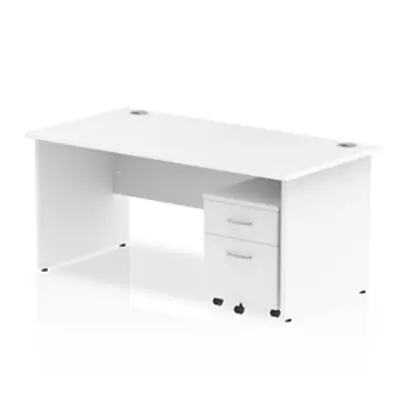 Impulse 1600x800mm Desk White Top Panel Leg+ Mobile Ped