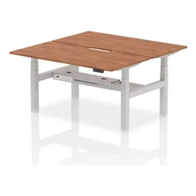 Air B2B 1600x800 Adjustable 2P Bench Desk Scalloped Walnut/Silver