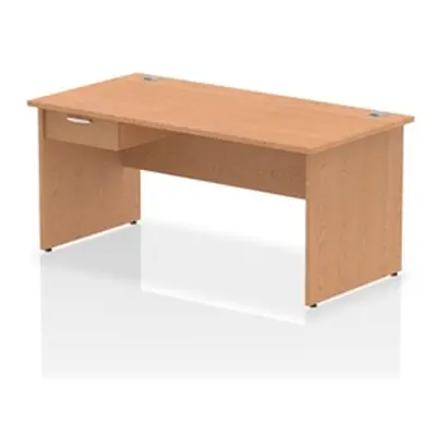 Impulse 1600x800 Desk Oak Top Panel End 1x1 Drawer Fixed Ped