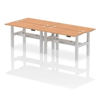 Air B2B 1400x600mm Height Adjustable 4P Bench Desk CP Oak/Silver