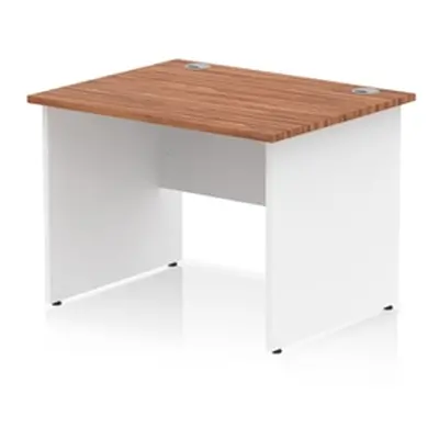 Impulse 1000x800mm Straight Office Desk Walnut Top White Panel End Leg