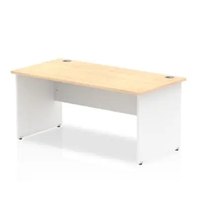 Impulse Panel End 1600 Rectangle Desk Maple Top White - TT000111