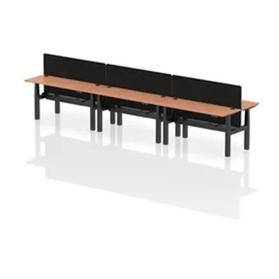 Air B2B 1600x600mm Adjustable 6P Bench Desk CP Beech/Black + Screen