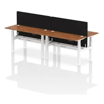 Air B2B 1400x600mm Adjustable 4P Bench Desk CP Walnut/White + Screen