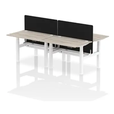 Air B2B 1200x800mm Adjustable 4P Bench Desk CP Grey Oak/White + Screen