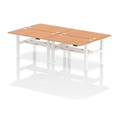 Air B2B 1400x800mm Height Adjustable 4P Bench Desk CP Oak/White