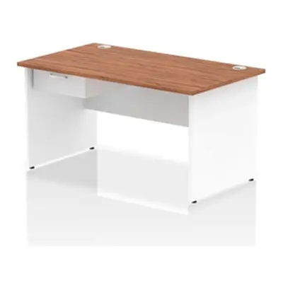 Impulse 1400x800 Desk Walnut/White Panel End 1x1 Drawer Fixed Ped