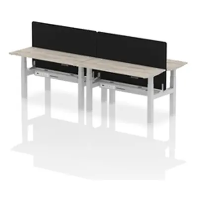 Air B2B 1400x600mm Adjustable 4P Bench Desk CP Grey Oak/Silver +Screen