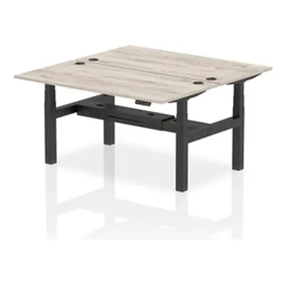 Air B2B 1600x800mm Height Adjustable 2P Bench Desk CP Grey Oak/Black