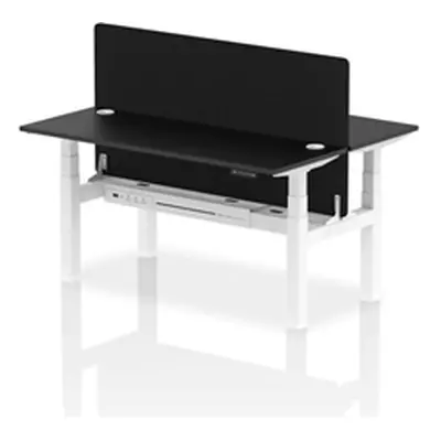 Air B2B 1600x600mm Adjustable 2P Bench Desk CP Black/White + Screen