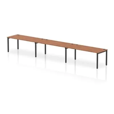 Impulse Bench Single Row 3 Person 1800 Black Frame Bench Desk Walnut