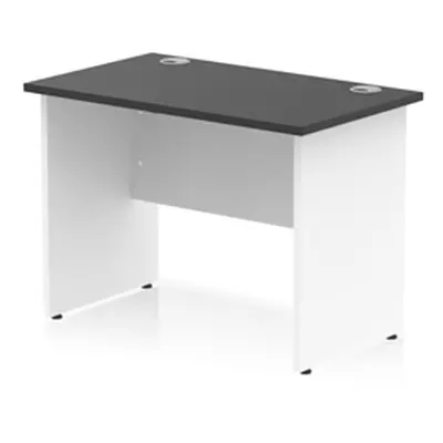 Impulse 1000x600mm Straight Office Desk Black Top White Panel End Leg