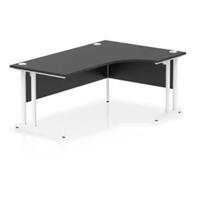 Impulse 1800 RH Crescent Desk Black Top White Cantilever Leg