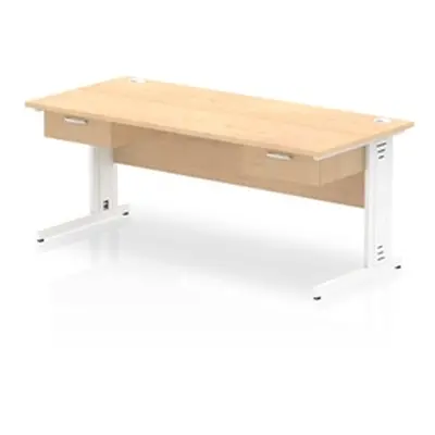 Impulse 1800x800 Desk Maple/White Cable Managed 2x1 Drawer Fixed Ped