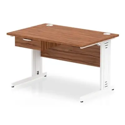 Impulse 1200x800 Desk Walnut/White Cable Managed Leg 1 Dr Fixed Ped